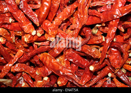 Getrocknete Chilischoten In einem thailändischen Markt Stockfoto