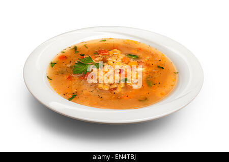 Nahaufnahme von Linsensuppe Stockfoto