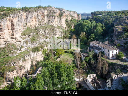 Fluss Tajo Schlucht Kalksteinfelsen, Alhama de Granada, Spanien Stockfoto