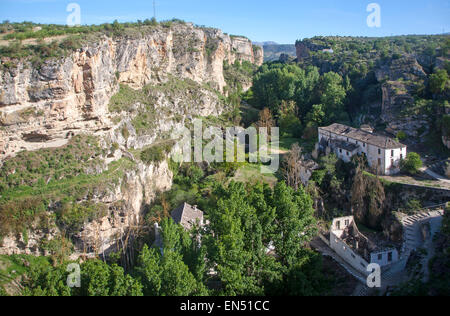 Fluss Tajo Schlucht Kalksteinfelsen, Alhama de Granada, Spanien Stockfoto