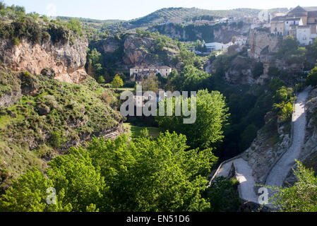 Fluss Tajo Schlucht Kalksteinfelsen, Alhama de Granada, Spanien Stockfoto