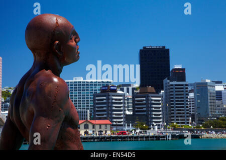 Trost in the Wind von Max Patte, Chaffers Marina und CBD, Wellington, Nordinsel, Neuseeland Stockfoto