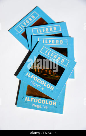 Alte der 1960er Jahre Ilford Ilfocolor negative und box Stockfoto