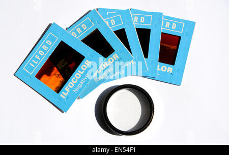 Alte der 1960er Jahre Ilford Ilfocolor negative und box Stockfoto