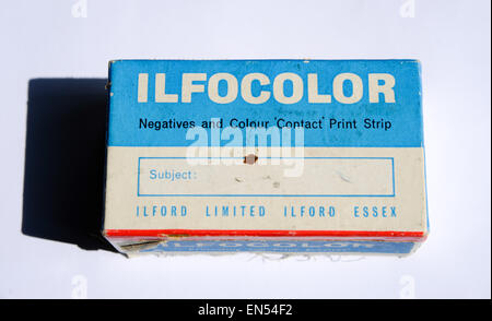 Alte der 1960er Jahre Ilford Ilfocolor negative und box Stockfoto