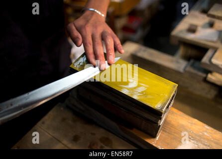 Sushi Messer in Tokio Stockfoto