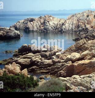 Urlaub in Nordsardinien Auf der Insel Budelli, Italienisch 1970er Jahre. Urlaub im Norden Sardiniens auf der Insel Budelli, Italien Stockfoto