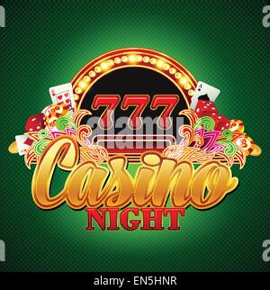 Casino-Hintergrund mit Karten, Chips, scheißt. Vektor-illustration Stock Vektor