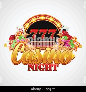 Casino-Hintergrund mit Karten, Chips, Craps und Roulette. Vektor-illustration Stock Vektor