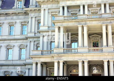 Architektonische Details der Fassade von der Eisenhower Executive Office Building in Washington, D.C. Stockfoto