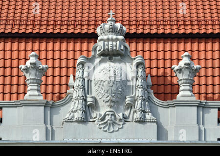 Relief am Gebäude Oberlandesgericht Königsberg. Kaliningrad (ehemals Königsberg), Russland Stockfoto