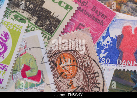 Stempel-Kollektion-Collage-Hintergrund Stockfoto