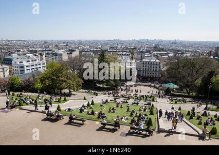 Blick auf Paris von Montmartre Stockfoto