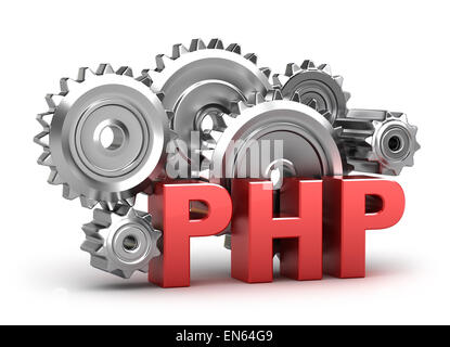 PHP Coding Konzept auf weiß Stockfoto