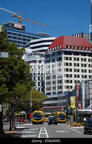 Busse, Lambton Quay, Wellington, Nordinsel, Neuseeland Stockfoto