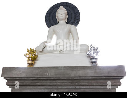 weiße Buddha isoliert auf weiss Stockfoto