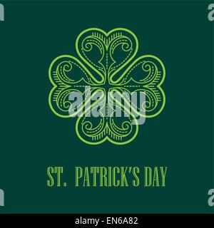 Lineare Monogramm Saint Patricks Day Karte. Vektor-illustration Stock Vektor