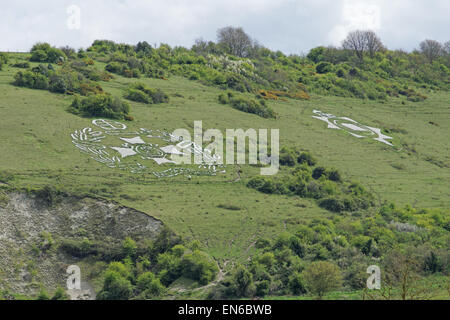 Post und Devonshire militärische Abzeichen an fovant wilts Stockfoto