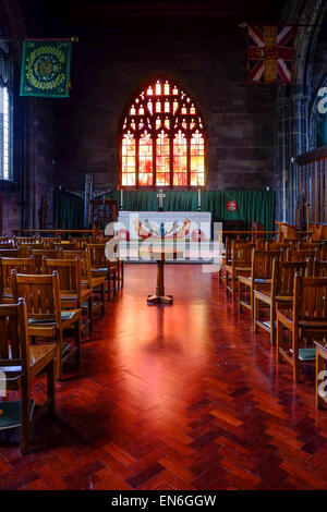 Manchester Kathedrale - das Feuer-Fenster Stockfoto