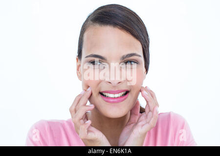 Hübsche Brünette mit Zähne Schmerzen Stockfoto