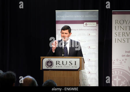 Australischer Minister für Verteidigung Kevin Andrews Gallipoli Memorial Lecture am liefert Verteidigung Denkfabrik RUSI, in London, Vereinigtes Königreich, Stockfoto