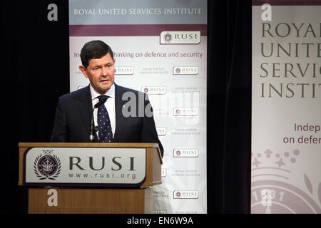 Australischer Minister für Verteidigung Kevin Andrews Gallipoli Memorial Lecture am liefert Verteidigung Denkfabrik RUSI, in London, Vereinigtes Königreich, Stockfoto