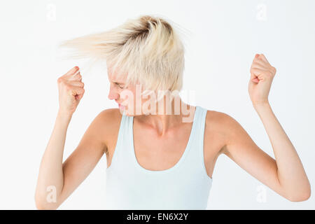 Böse Frau kopfschüttelnd Stockfoto