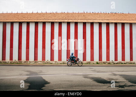 Die Außenwand des Nallur Kandaswamy Tempel in Jaffna, Sri Lanka. Stockfoto