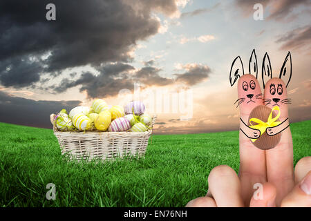 Zusammengesetztes Bild der Finger als Osterhase Stockfoto