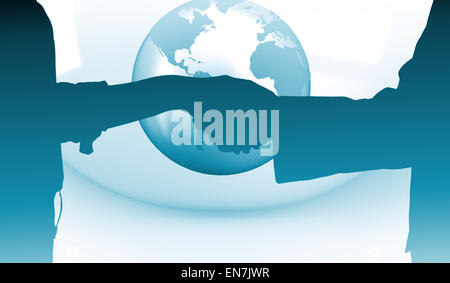 Zusammengesetztes Bild von Close Up eine Geschäftsleute schließen einen Vertrag Stockfoto