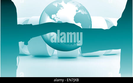 Zusammengesetztes Bild von Close Up eine Geschäftsleute schließen einen Vertrag Stockfoto