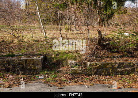 Leeren Straßen von der verlassenen Stadt Centralia, PA, wo eine Mine-Feuer, das im Jahre 1962 begann bis zum heutigen Tag brennt weiter. Stockfoto