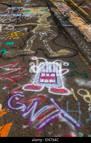 Alten Route 61 oder Graffiti-Autobahn in Centralia, Pennsylvania, wo ein Bergwerk-Feuer, das im Jahre 1962 begann bis zum heutigen Tag brennt weiter. Stockfoto