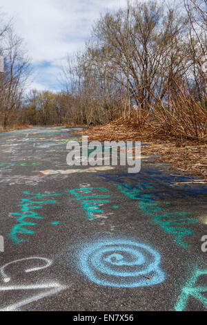 Alten Route 61 oder Graffiti-Autobahn in Centralia, Pennsylvania, wo ein Bergwerk-Feuer, das im Jahre 1962 begann bis zum heutigen Tag brennt weiter. Stockfoto