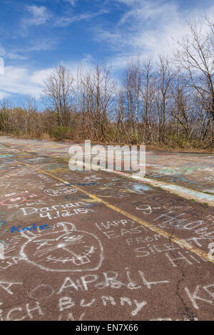 Alten Route 61 oder Graffiti-Autobahn in Centralia, Pennsylvania, wo ein Bergwerk-Feuer, das im Jahre 1962 begann bis zum heutigen Tag brennt weiter. Stockfoto