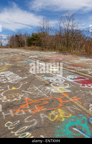 Alten Route 61 oder Graffiti-Autobahn in Centralia, Pennsylvania, wo ein Bergwerk-Feuer, das im Jahre 1962 begann bis zum heutigen Tag brennt weiter. Stockfoto