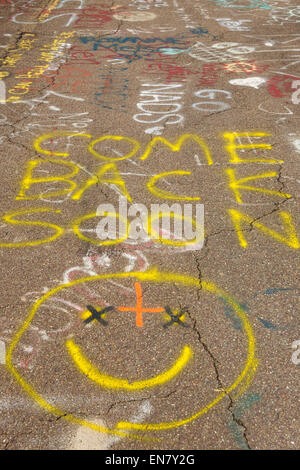 Alten Route 61 oder Graffiti-Autobahn in Centralia, Pennsylvania, wo ein Bergwerk-Feuer, das im Jahre 1962 begann bis zum heutigen Tag brennt weiter. Stockfoto