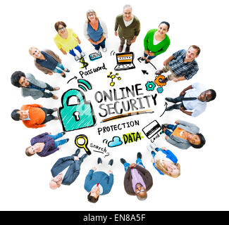 Online-Sicherheit Schutz Internet Sicherheit Menschen Diversity-Konzept Stockfoto