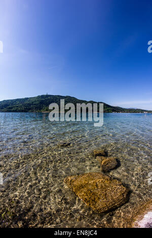 Lake Woerth Aussicht vom Strand Pörtschach Stockfoto