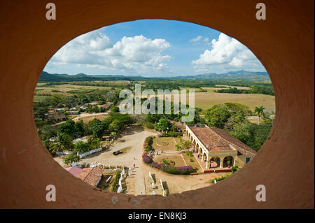 Horizontalen Blick auf die umliegende Landschaft in Manaca Iznaga im Valle de Los Ingenios. Stockfoto