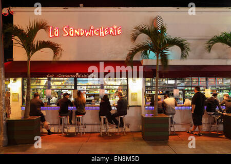 La Sandwicherie, ein beliebte lokal South Beach, Miami Beach, Florida, USA Stockfoto