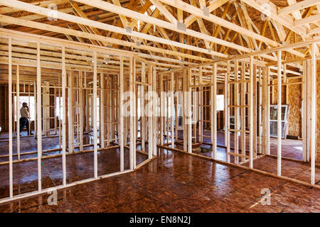 Innenwand, Gestaltung, Bau von Craftsman-Stil Wohnhaus in Colorado, USA Stockfoto