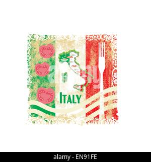 Italien-Reise-Grunge-Karte mit italienische Nationalgericht Stock Vektor