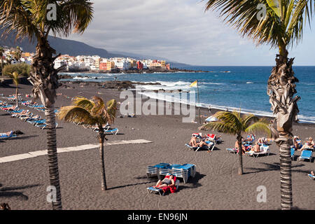 die schwarzen Jardín Strand, Puerto De La Cruz, Teneriffa, Kanarische Inseln, Spanien, Europa Stockfoto