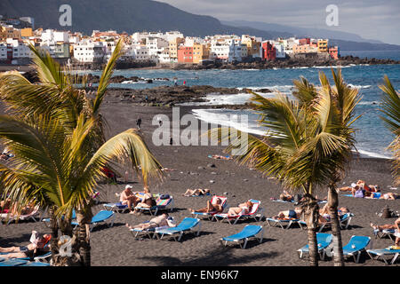 die schwarzen Jardín Strand, Puerto De La Cruz, Teneriffa, Kanarische Inseln, Spanien, Europa Stockfoto