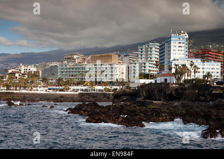 Puerto De La Cruz Hotels, Teneriffa, Kanarische Inseln, Spanien, Europa Stockfoto