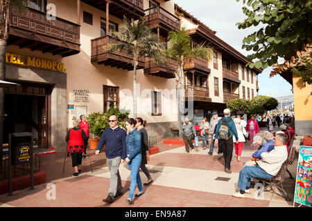 Fußgängerzone im Hotel Monopol, Puerto De La Cruz, Teneriffa, Kanarische Inseln, Spanien, Europa Stockfoto