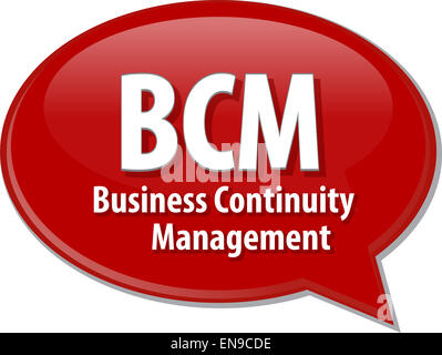 Wort Rede Blase Außenillustration Geschäft Akronym Begriff BCM Business Continuity Management Stockfoto