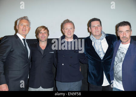 New York, NY - 29. April 2015: Spandau Ballet-Band: Martin Kemp, Steve Norman, Gary Kemp, Tony Hadley, John Keeble besuchen Screening der jungen Seele des Abendlandes an Independent Film Center in Manhattan Stockfoto