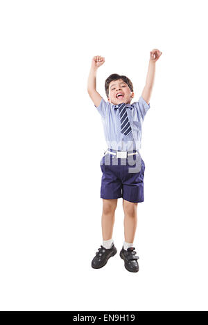 1 indische Kinder jungen Schule Schüler springen Stockfoto